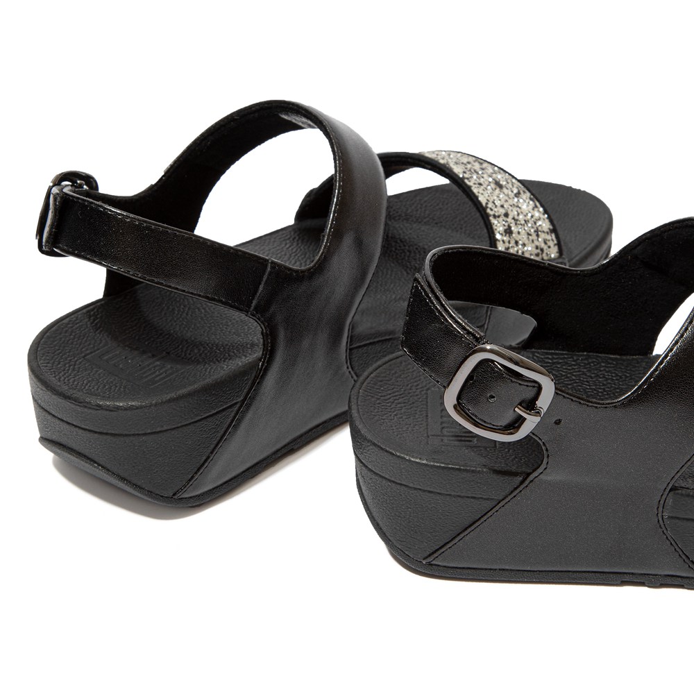 Fitflop Womens Sandals - Lulu Shimmer Back-strap - Black - 512-KHNFUX